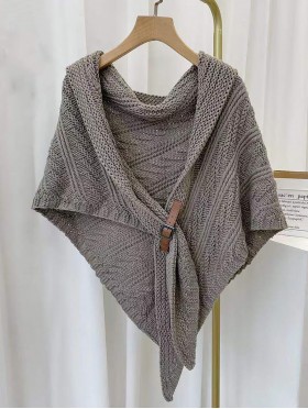 Knitted Cape w/ Buckle Detailing